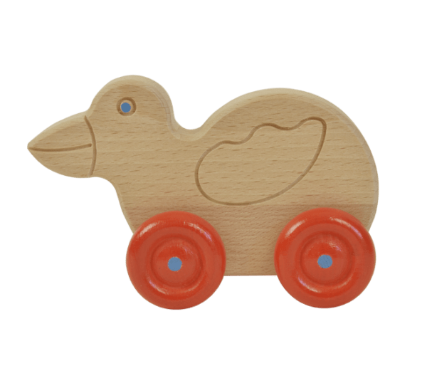 Houten speelgoed dier op wielen